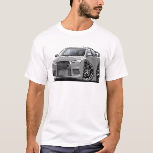Evo silbernes Auto T-Shirt (Vorderseite)