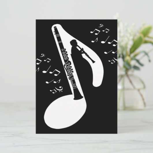 evocative clarinet feiertagskarte (Stehend Vorderseite)