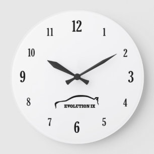 Evolution 9 Black Brushstroke Logo Große Wanduhr