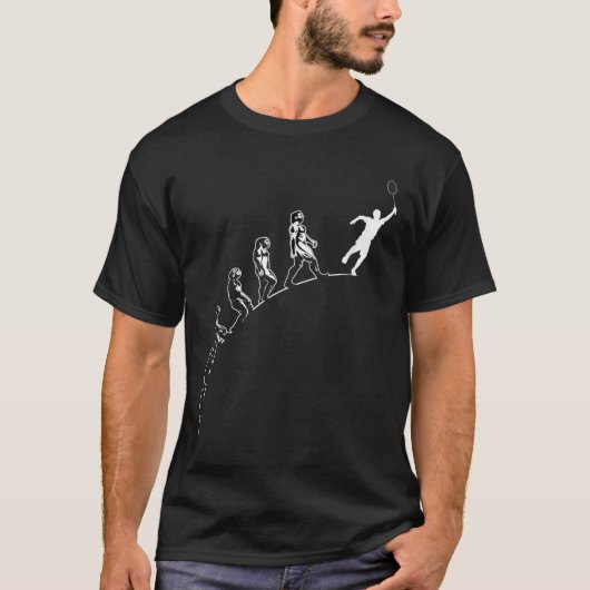 Evolution Badminton Shuttle Art Sports T-Shirt (Vorderseite)