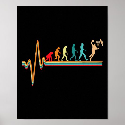 Evolution Basketball Ball Game Heartbeat Poster (Vorne)