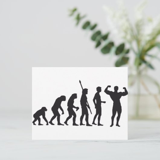 Evolution Bodybuilding Postkarte (Stehend Vorderseite)