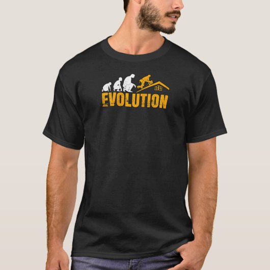 Evolution Dachdecker Dachreparatur Schindeln Häuse T-Shirt (Vorderseite)