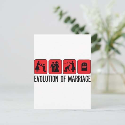 Evolution der Ehe Postkarte (Stehend Vorderseite)
