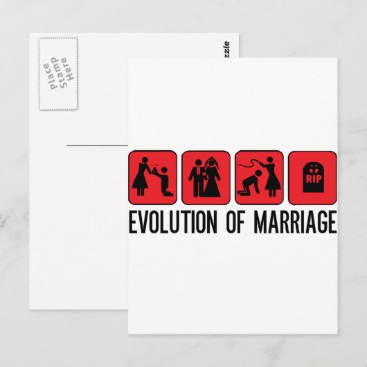 Evolution der Ehe Postkarte (Vorne/Hinten)