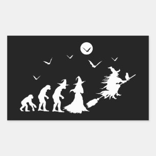 Evolution der Hexe auf dem Besen Rechteckiger Aufkleber