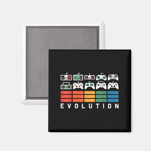 Evolution der Videospielcontroller 80er 90er Retro Magnet (Vorderseite/Rückseite)