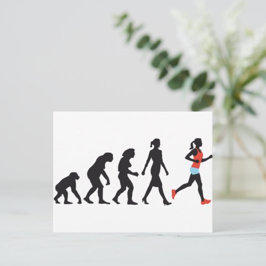 Evolution der weiblichen Joggerin Postkarte (Stehend Vorderseite)