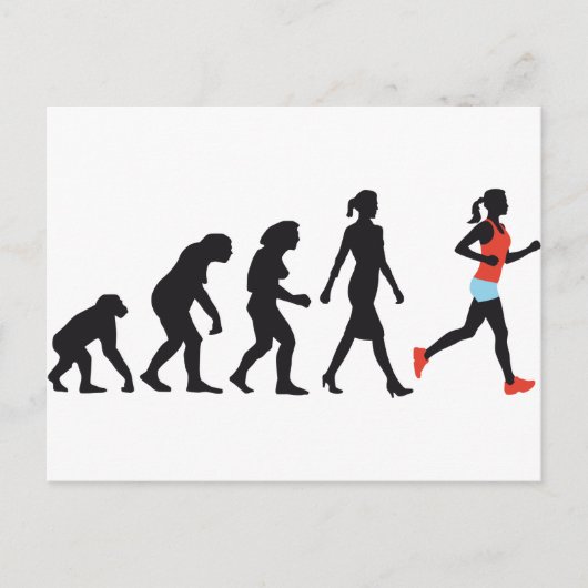 Evolution der weiblichen Joggerin Postkarte (Vorderseite)