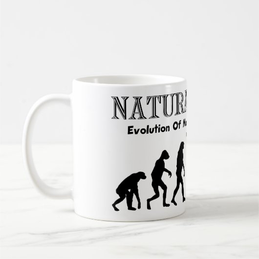 Evolution des befreiten Menschen (Naturist Man) Kaffeetasse (Links)