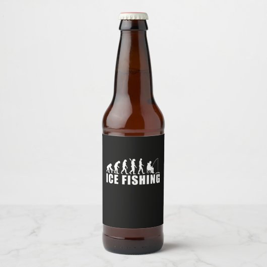 Evolution des Eisfischfangs Bierflaschenetikett (Vorderseite)