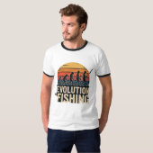 Evolution des Fischens - Retro-Fischer-Sonnenunter T-Shirt (Vorne ganz)