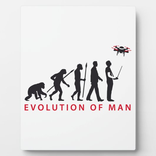 Evolution des Mannes, der die Drohne kontrolliert Fotoplatte (Vorderseite)