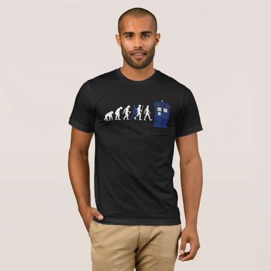Evolution des Menschen - Blue Police Box 5 T-Shirt (Vorne ganz)