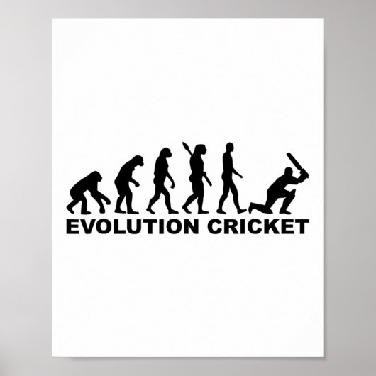 Evolution Des Menschen Cricket-Shirt Poster (Vorne)