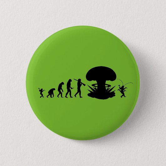 Evolution des Menschen & der Kakerlake Lustige Evo Button (Vorderseite)