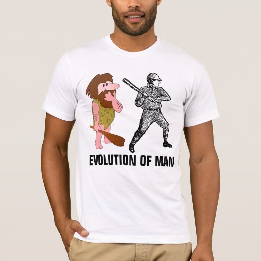 Evolution des Menschen, Funny Baseball-T - Shirt (Vorderseite)