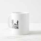 Evolution des Menschen - Funny Man kniet vor einem Kaffeetasse (Vorderseite Links)