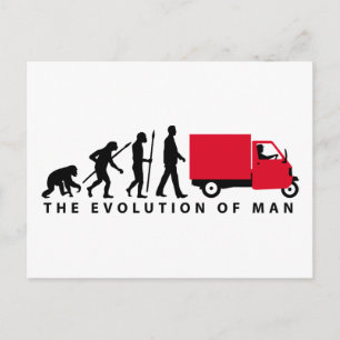 Evolution des Menschen Piaggio Ape Mini-Transporte Postkarte