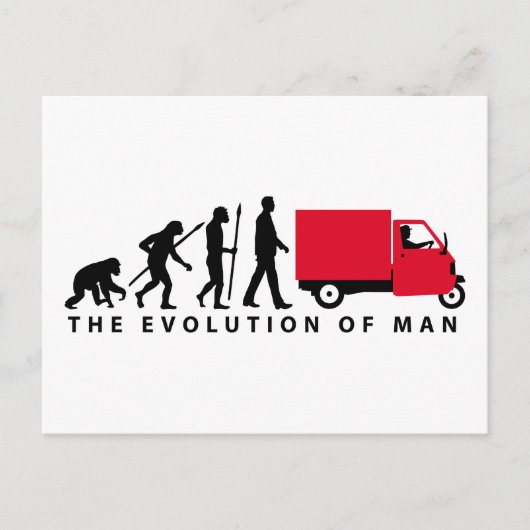 Evolution des Menschen Piaggio Ape Mini-Transporte Postkarte (Vorderseite)