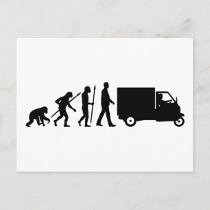 Evolution des Menschen Piaggio Ape Mini-Transporte Postkarte