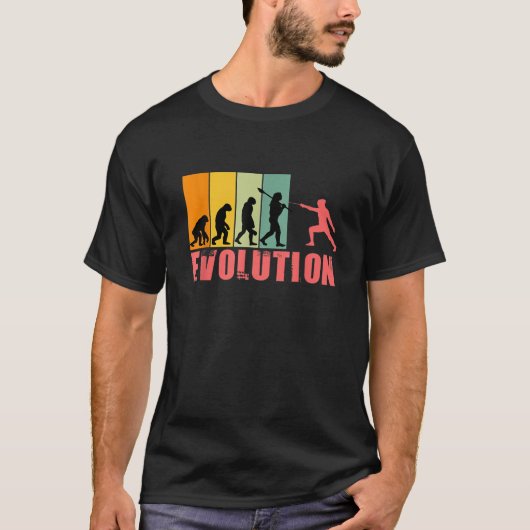 Evolution des Menschen Retro-Fechten Evolution Fec T-Shirt (Vorderseite)
