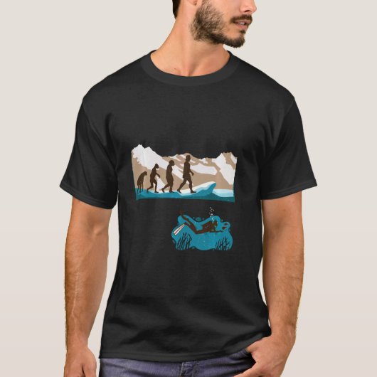 Evolution Des Menschen Taucher Tauchen Schwimmen T-Shirt (Vorderseite)