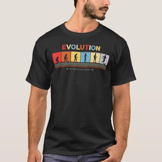 Evolution des menschlichen Retro-70er-Fußballspiel T-Shirt (Vorderseite)