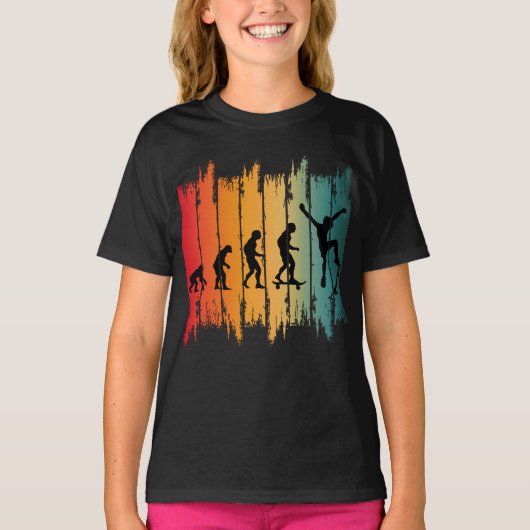 Evolution des Skateboardfahrers T-Shirt (Vorderseite)