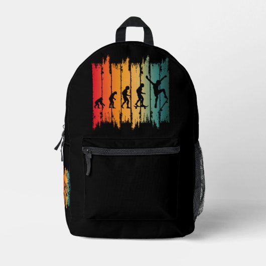 Evolution des Skateboarding-Skaters Bedruckter Rucksack (Vorderseite)
