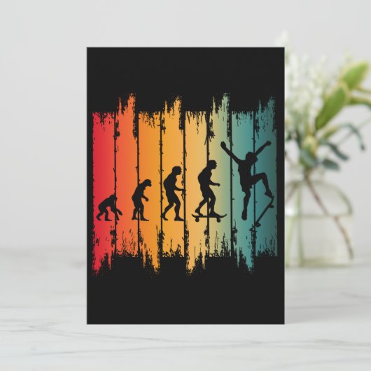 Evolution des Skateboarding-Skaters Einladung (Stehend Vorderseite)