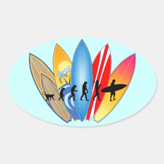 Evolution des Surfens Ovaler Aufkleber (Vorderseite)