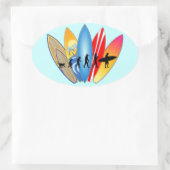 Evolution des Surfens Ovaler Aufkleber (Tasche)