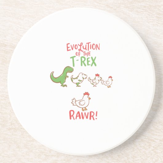 Evolution des T-Rex RAWR! Funny Dino Chicken Getränkeuntersetzer (Vorne)