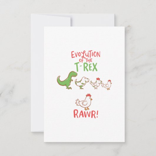 Evolution des T-Rex RAWR! Funny Dino Chicken Karte (Vorderseite)
