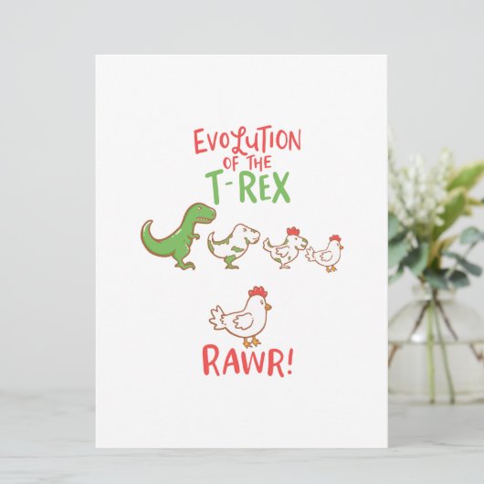 Evolution des T-Rex RAWR! Funny Dino Chicken Save The Date (Stehend Vorderseite)