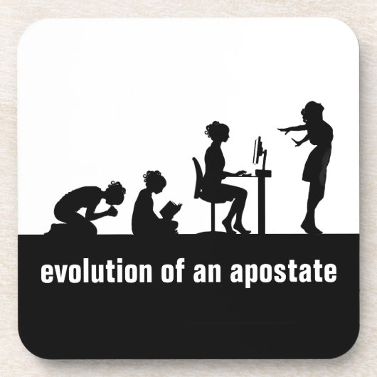 "Evolution eines Apostaates" Getränkeuntersetzer (Vorderseite)