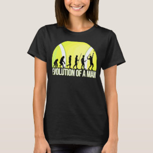 Evolution eines Mannes mit Tennisball und Tennispl T-Shirt