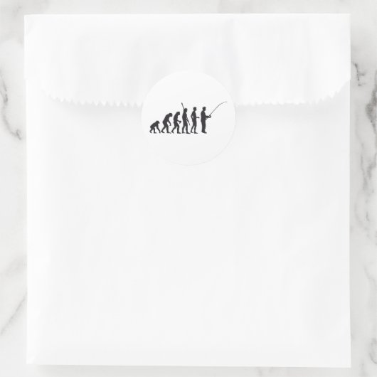 evolution fishing runder aufkleber (Tasche)