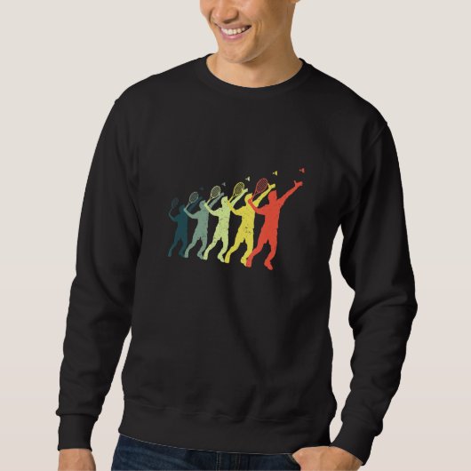 Evolution Grafik Badminton Player Shuttlecock Spo Sweatshirt (Vorderseite)
