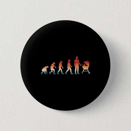 Evolution Grillen Funny Grillen Retro Grill Barbec Button (Vorderseite)