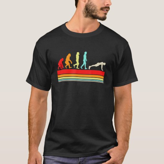 Evolution Gymnastik-Fitness übertreiben Retro-Vin T-Shirt (Vorderseite)