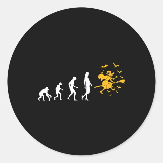 Evolution Hexe Runder Aufkleber (Vorderseite)