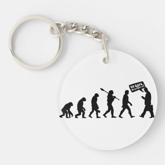 Evolution Ironie-Silhouette Schlüsselanhänger (Vorderseite)