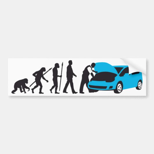 evolution of man car auto mechanic autoaufkleber (Vorne)