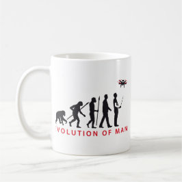 evolution of man controlling drone kaffeetasse