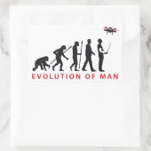 evolution of man controlling drone rechteckiger aufkleber (Tasche)
