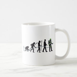 evolution of man fire fighter kaffeetasse