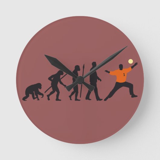 evolution of man handball goal keeper runde wanduhr (Vorderseite)