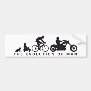 evolution of man motorcycle biker autoaufkleber